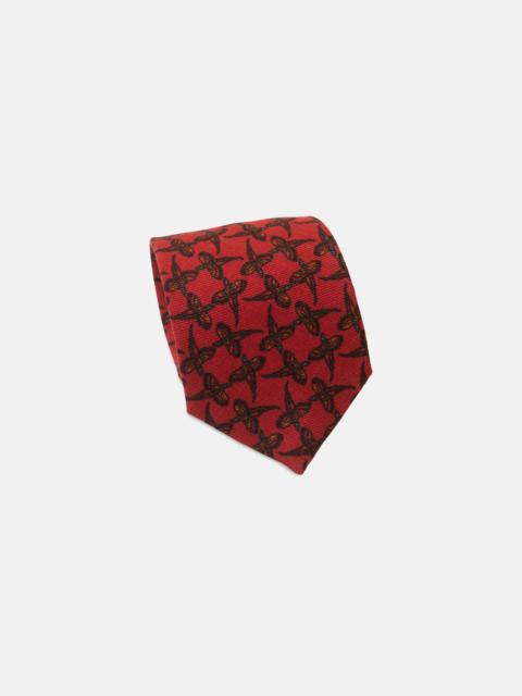 J. PRESS MADE-IN-ENGLAND RED PHEASANT WOOL CHALLIS TIE