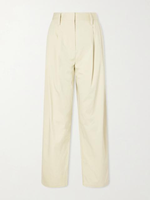 Proenza Schouler Taya Pleated Cotton-blend Straight-leg Pants