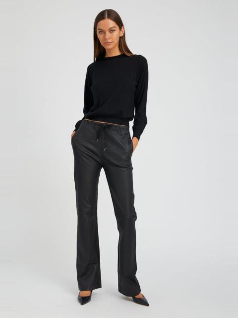 SPRWMN BLACK LEATHER STRAIGHT LEG PANTS