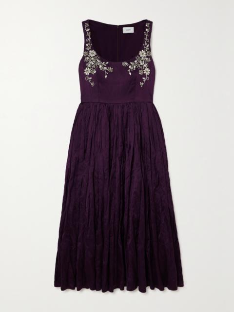Erdem Embellished Sequined Satin Midi Dress