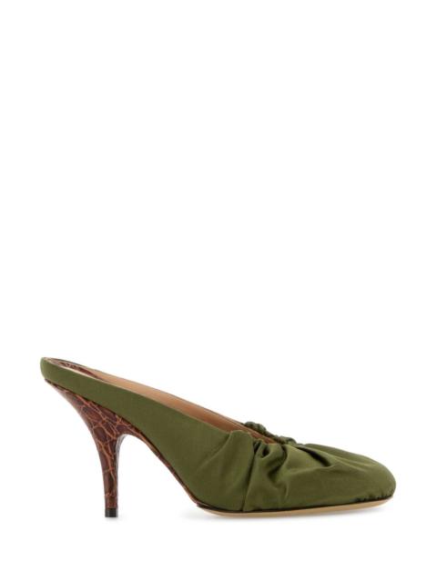 Dries Van Noten Dries Van Noten Women Olive Green Satin Mules