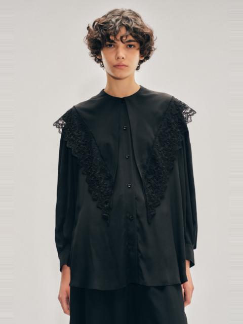 Simone Rocha Pointed Collar Lace Trim Shirt