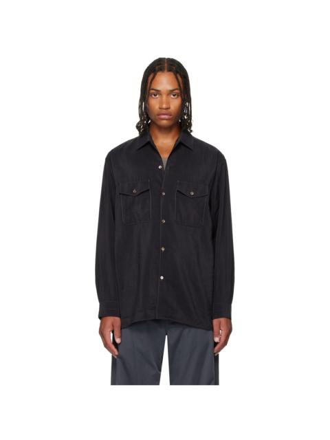 Lemaire Black Convertible Collar Shirt