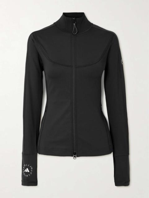 TruePurpose printed recycled stretch-jersey top Black