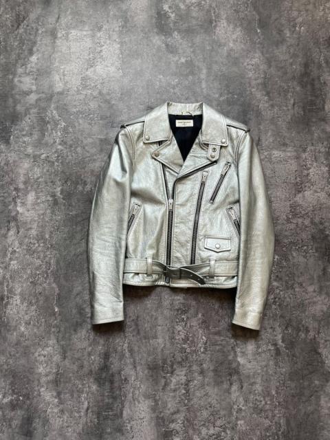 SAINT LAURENT Saint Laurent SLP13 Silver Lambskin Zipper Jacket
