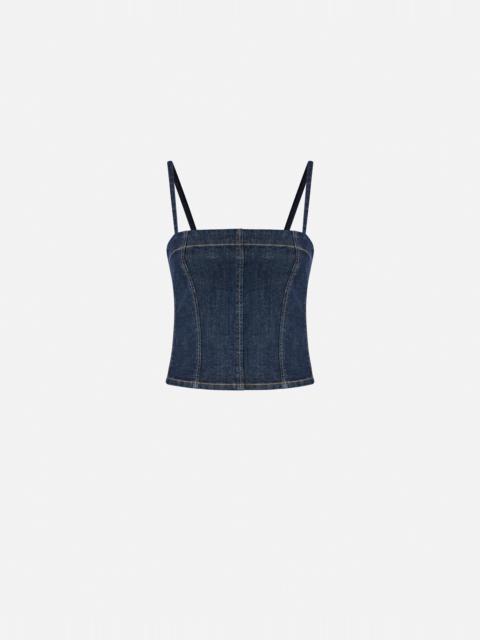 PINKO COMFORT DENIM BUSTIER TOP