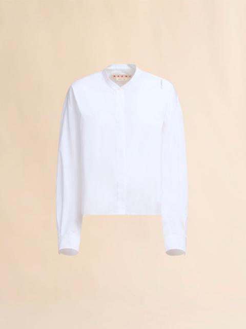 Marni WHITE ORGANIC COTTON SHIRT WITH MANDARIN COLLAR AND MARNI SYMBOL