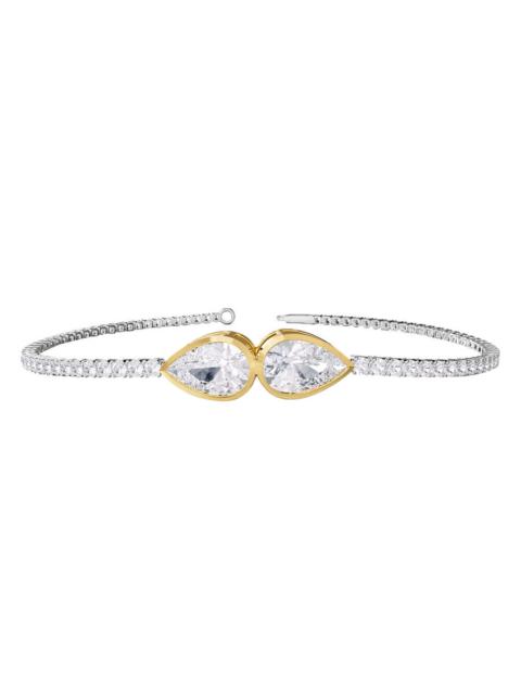 Other Designers Diamond2Deal 14k Two-tone Gold 3.8 Ct Pear Shape Lab Grown Diamond Tennis Bracelet 7" VVS-VS, E-F