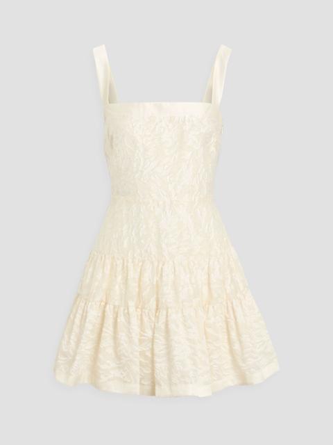 SIMKHAI Laila tiered jacquard mini dress