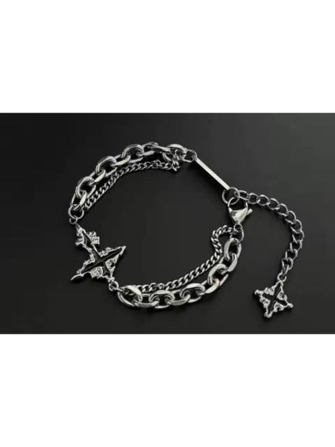 Other Designers Japanese Brand - Gothic Cross Bracelet- Double Layer Chain - Y2K Cyberpunk