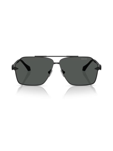 VERSACE Versace 63mm Pilot Sunglasses in Matte Black at Nordstrom