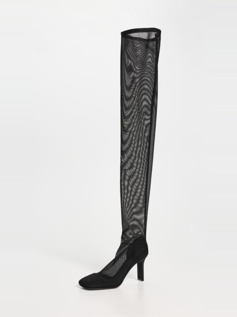 courrèges Square Toe Mesh Thigh Boots