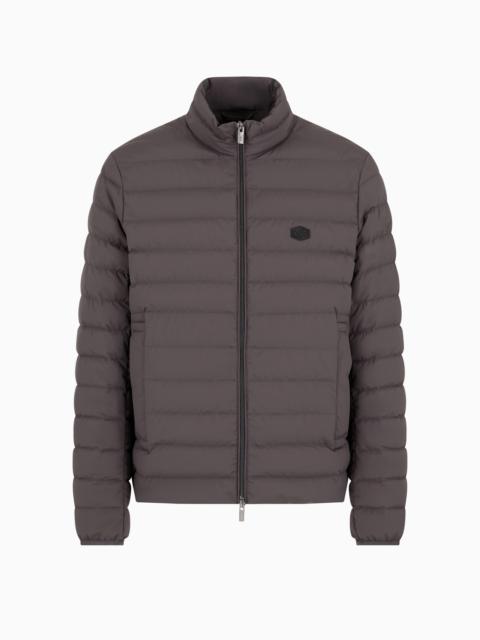 EMPORIO ARMANI Quilted nylon full-zip down jacket with eagle logo patch