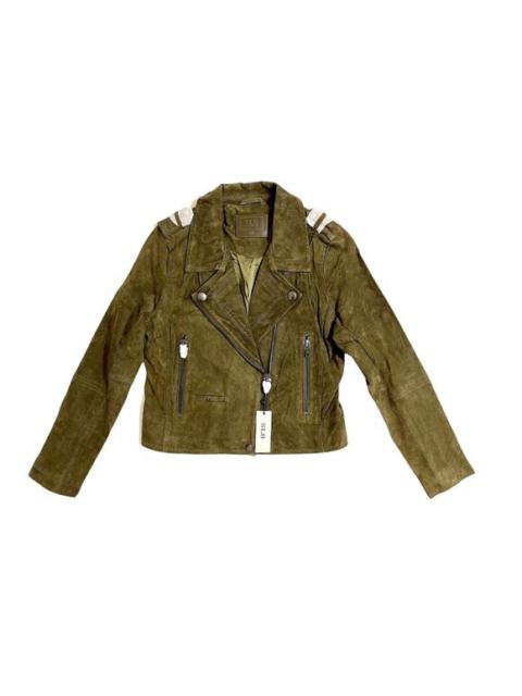 SL8 for BLANKNYC - SL8 BlankNYC Moss Green Suede Leather Moto Jacket Zip  Asymmetric Crop SZ M NWT
