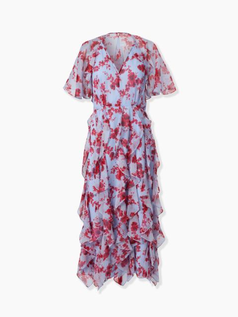 CAROLINA HERRERA Chiffon Floral-Print Dress with Cape