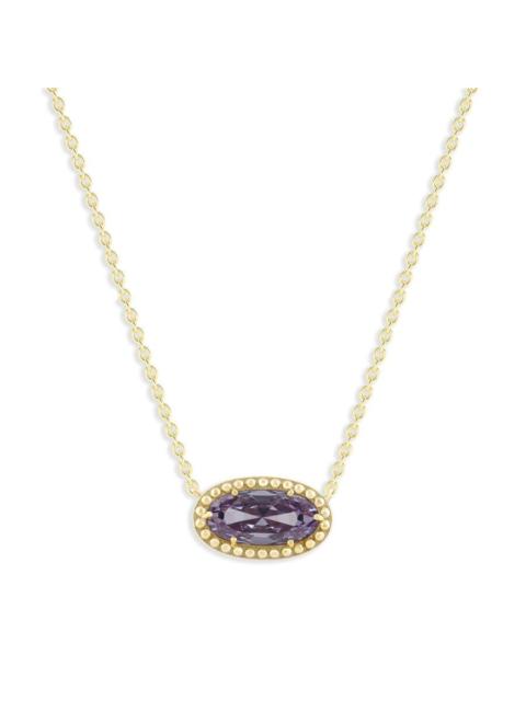 Other Designers DiamondMuse Belacqua Alexandrite June Birthstone Oval Pendant Necklace in 14K Gold Plated Sterling S