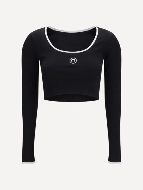 Marine Serre Moon logo bicolor jersey roundneck T-Shirt