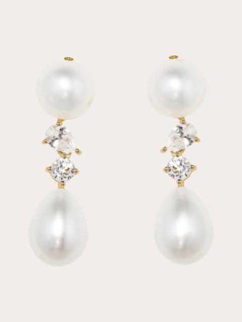 Completedworks 18K Gold-Plated Sterling Silver Freshwater Pearl and Cubic Zirconia Earrings