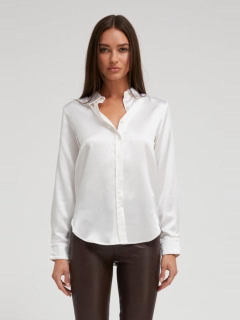 SPRWMN WHITE SILK SLIM BUTTON DOWN
