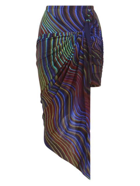MUGLER WAVE PRINT ASYMMETRIC SKIRT BLUE/LIME