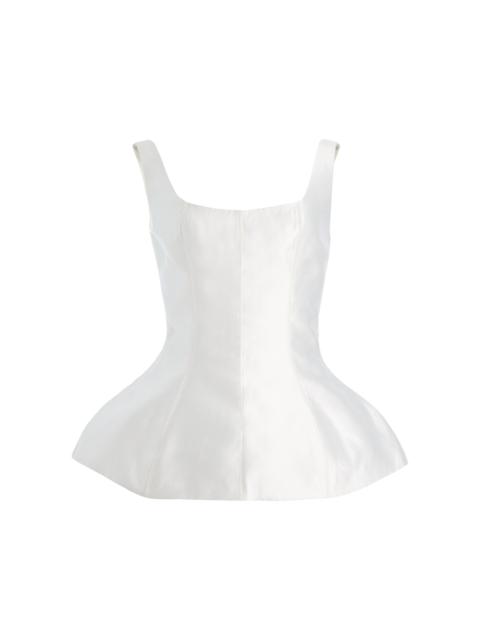 MARLIES GRACE Ivy Satin Peplum Top ivory