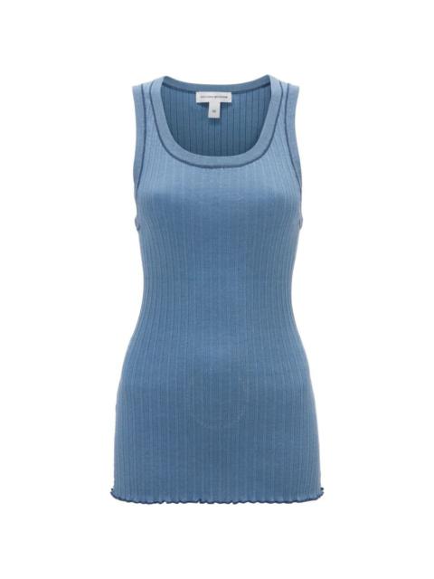Victoria Beckham Striped Logo Patch Fine-Knit Top