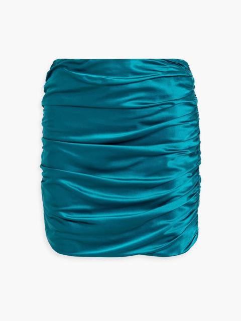 Other Designers Ruched silk-satin mini skirt
