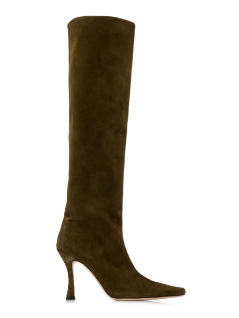 STAUD Cami Suede Knee Boots green
