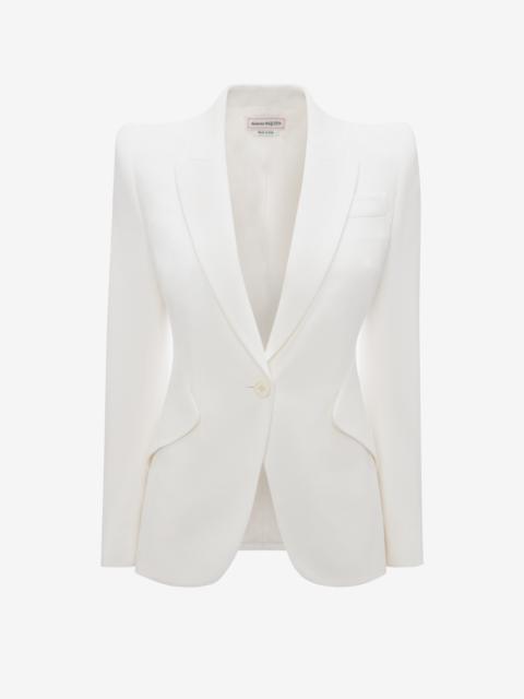 Alexander McQueen Women's Peak Shoulder Leaf Crepe Jacket in Light Ivory