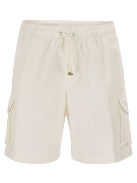 Brunello Cucinelli Brunello Cucinelli Men Bermuda Shorts In Garment-Dyed Cotton Gabardine With Drawstring And Double Da