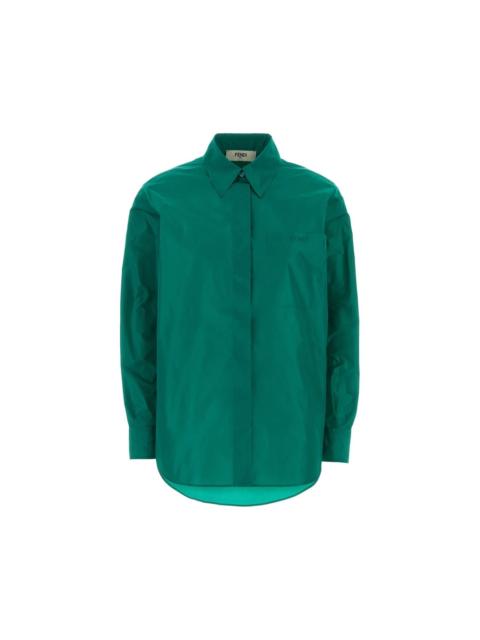 FENDI FENDI Turquoise Taffetas Shirt New & Authentic (Women's size