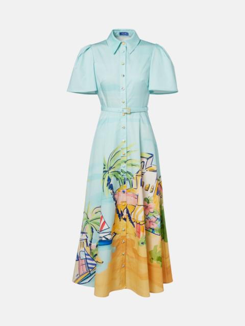 LEO LIN Printed belted cotton shirt dress