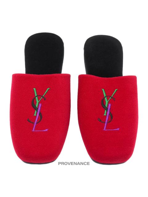 SAINT LAURENT Yves Saint Laurent YSL Logo Slipper - Red Velour