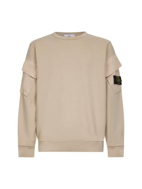 Beige cotton crewneck sweatshirt