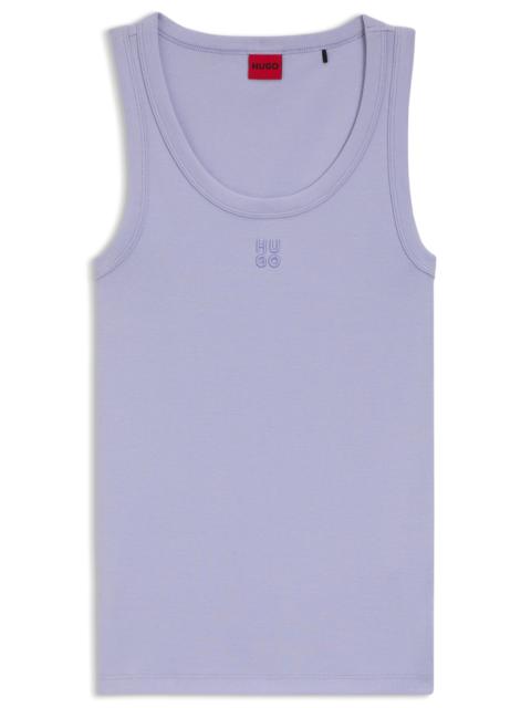 HUGO COTTON-BLEND TANK TOP WITH STACKED-LOGO EMBROIDERY