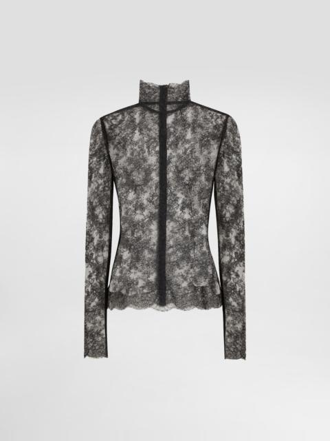 Dolce & Gabbana Floral lace turtle-neck top