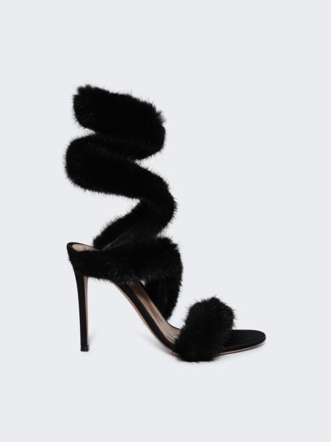 Gianvito Rossi Fur Opera Sandals Black