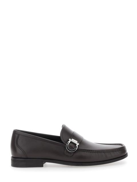 FERRAGAMO Ferragamo Men Brown Loafers With Gancini Detail On Side In Leather Man