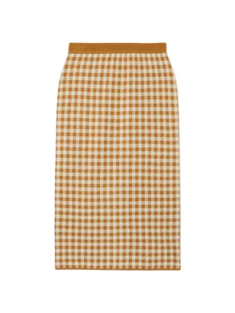 GUEST IN RESIDENCE Gingham Long Skirt in Suede/Limewash