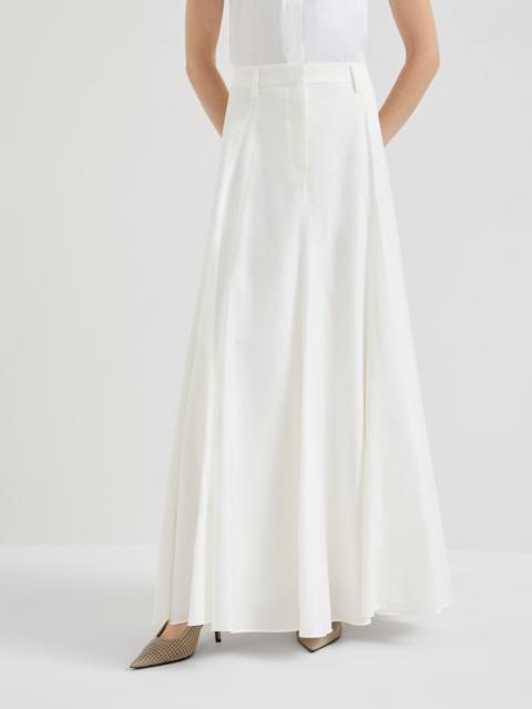 Brunello Cucinelli Techno cotton poplin flared skirt with monili