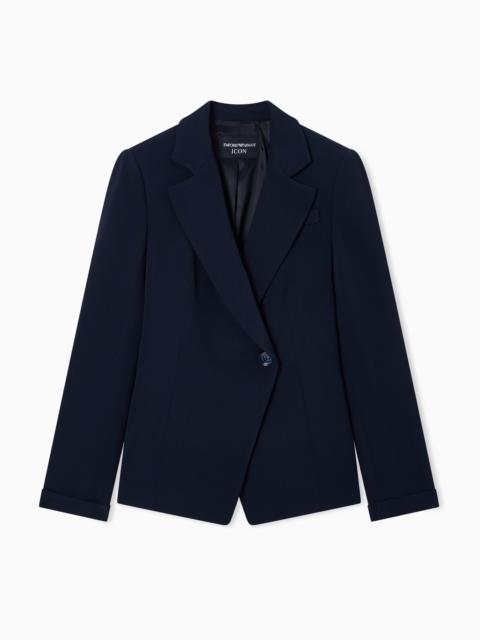 EMPORIO ARMANI ICON SINGLE-BREASTED JACKET IN FLOWING, ARMURE FABRIC