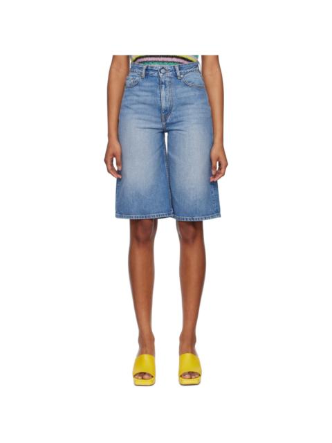 GANNI Blue Five-Pocket Denim Shorts
