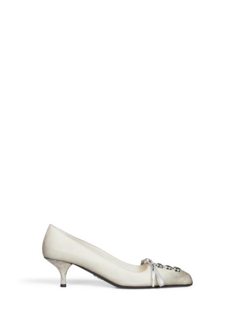 Prada Prada Calzature Women Talc Antique-Finish Leather Pumps