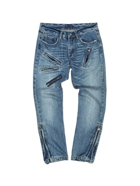 Other Designers Beauty Beast × If Six Was Nine × Japanese Brand - Bit Blue Distressed Multizipper Denim Pants