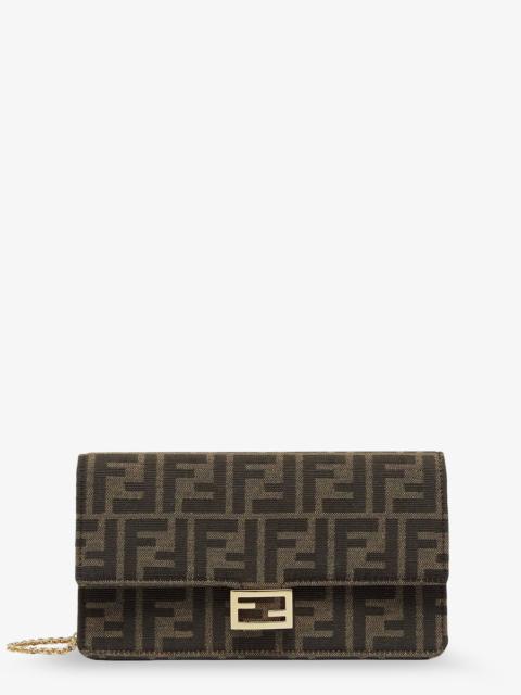 FENDI Fendi Baguette Wallet On Chain Shoulder Bag In Ff Jacquard Fabric