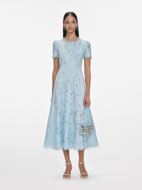 self-portrait Blue Lace Embellished Midi Dress