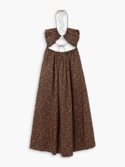 MATTEAU Cutout floral-print cotton-poplin maxi dress