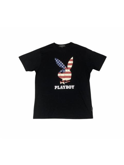Other Designers Black Label - PLAYBOY USA Flag Big Logo Tee Tshirt
