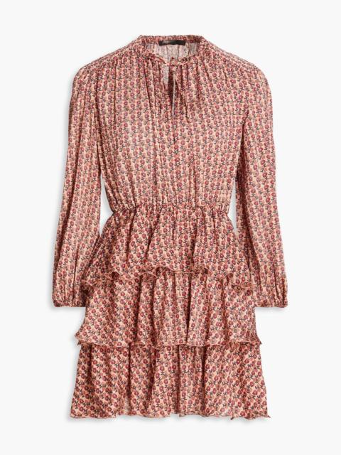 maje Tiered ruffled floral-print crepon mini dress