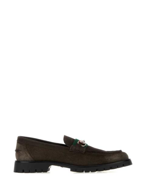 GUCCI Gucci Men Chocolate Suede Loafers